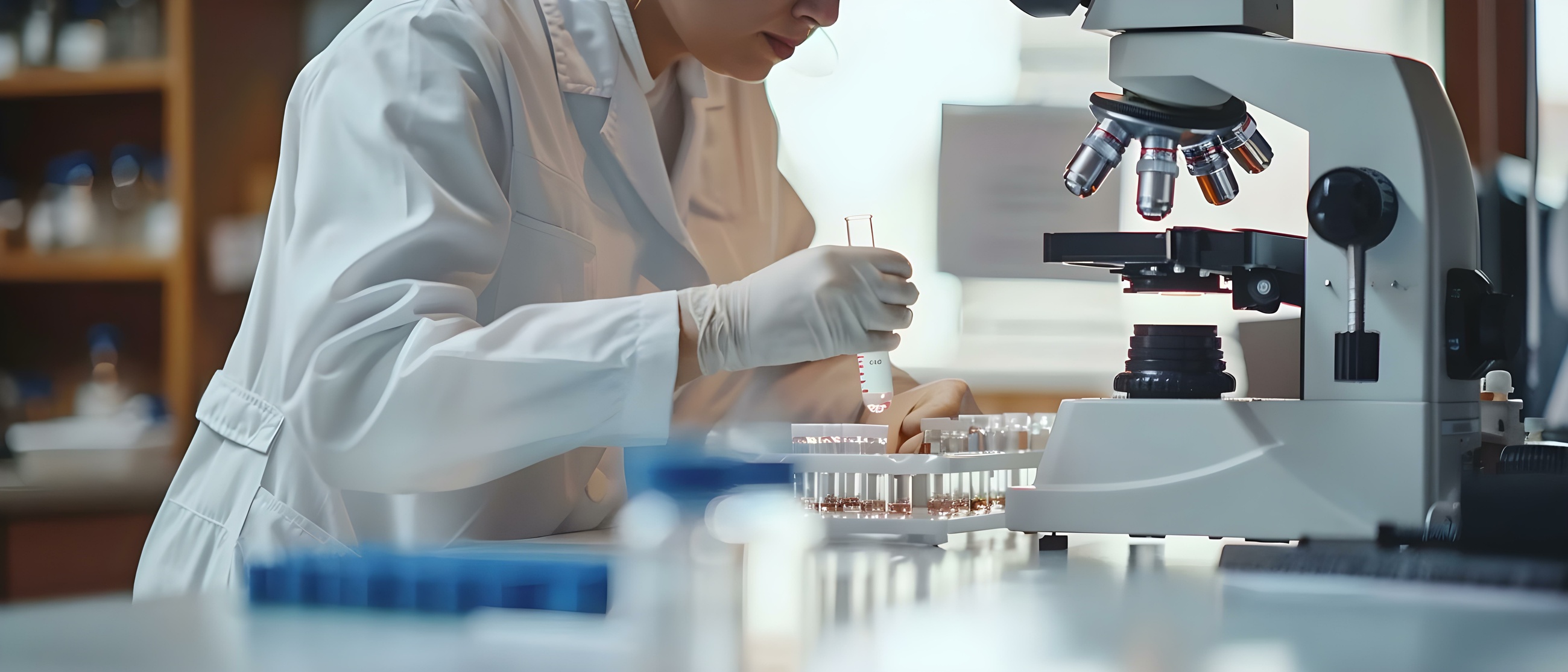 Scientist Examining Vials